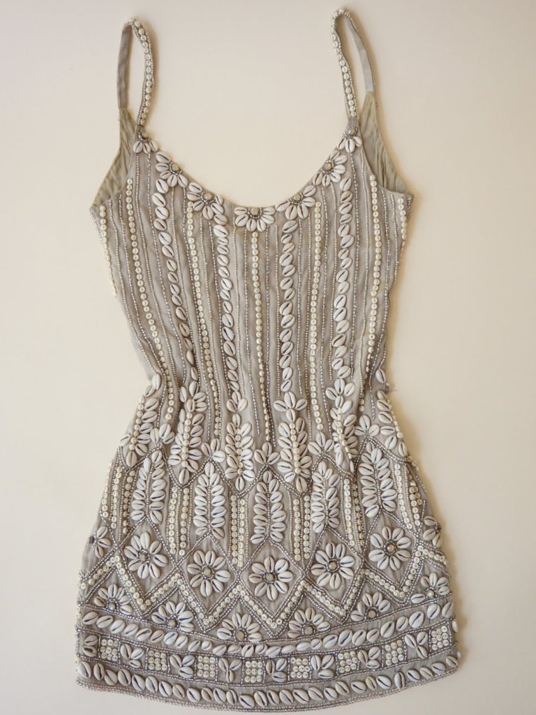 All Saints Beige Skallein Sea Shell Embellished Embroidered Tank Slip Dress - 6